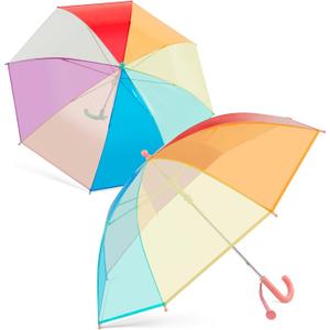 Fabbay 2 Pcs Kids Clear Bubble Umbrella with Easy Grip Curved Handle Transparent Bubble Umbrella for Toddler Girls