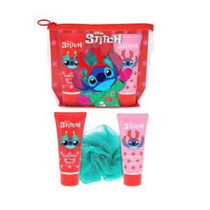 Disney Stitch at Christmas Gift Set, 3-in-1 Bath Kit: Body Wash, Body Lotion, & Exfoliating Loofah, Wild Berry Scented, Relax & Unwind, Great Self-Care Gift Set