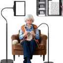 Large 5X Rechargeable Floor Magnifying Glass with Light and Stand 43 LED Floor Magnifying Lamp 2-in-1 Lighted Magnifying Floor lamp for Reading Sewing,Crafts,Painting,Close Work,DIY (Black)