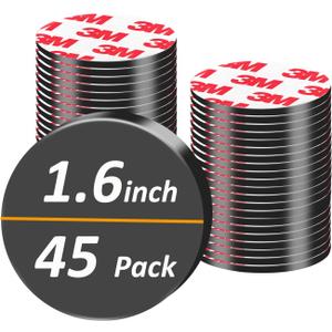 45Pack,1.6 inch Big Round Magnets Dots, Precut Flexible Circle Magnetic Tapes with Adhesive Backing for Whiteboard, Fridge, Crafts,Organization