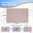 Upgraded Bath Mat 24x48Inch, Thin Bath Mats Rugs with Rubber Backing Non-Slip, Absorbent,Quick Dry Machine Washable, Home Decor Accessories Cozy Cloth Bathroom Rugs fit Under Door/Sink/Tub-Biege