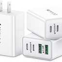 KOUEMGI 3-Pack 40W 4-Port USB C Charger Block, Fast Charging with PD & QC, Compatible with iPhone 15/14/13/12/11, Samsung Galaxy, More