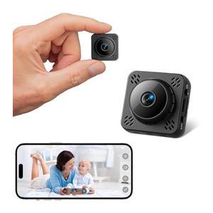 Mini Camera Surveillance Indoor Surveillance Camera with Magnet Free Cloud Storage, HD Mini Camera Live Transmission Mobile Phone WiFi, MicroSD Storage, Motion Detection & Night Vision