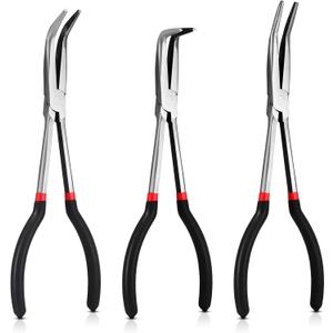3 Pcs 11 Inch Needle Nose Pliers Set 25 45 90 Bent Nose Pliers for Commodity Production, Hardware Bending and Electronic Assembly