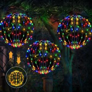 12" Christmas LED Light Globe (3 Pack) with Multiple Auto Timing and Glow Modes, Folding Light Ball for Holiday Decor, Patio, Indoor/Outdoor Decorations LED Ball Lights Sphere (Color-Changeable)