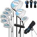XDriveMax 10 Pieces Golf Clubs Full Set Mens Right Hand,Golf Set Includes Stand Bag with Rain Hood, 1#Driver 3#Wood #5 Hybrid,with 3 Head Covers, 6# 7# 8# 9# PW# Irons and Putter, Blue Men