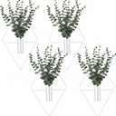 Jexine 4 Pcs Hanging Planters with Artificial Eucalyptus Metal Hanging Vase Indoor Plants Holder Modern Geometric Boho Bathroom Wall Decor for Living Room Home Office (Eucalyptus,White)