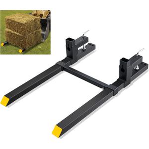 VEVOR Pallet Forks, 2000 Lbs Clamp on Pallet Forks 43" Total Length, Tractor Bucket Forks with Adjustable Stabilizer Bar, Heavy Duty Pallet Forks for Tractor Attachments, Skid Steer, Loader Bucket