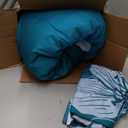 Menghomeus King Comforter Set Gradient Teal Bedding Floral Comforter Sets - Soft Microfiber Bed Comforter Set for All Season, 3 Piece Botanical Flowers Comforter, Pillowcases