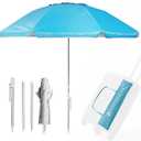 HOMEDEMO 7FT Portable Folding Beach Umbrella for On-the-Go Sun Protection at Outdoor Events