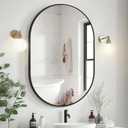 Bathroom Vanity Mirror for Wall, 36''x24'' Black Oval Bathroom Mirror for Over Sink, Bedroom, Living Room, Entryway, HD Tempered Glass, Wall Mounted Horizontally or Vertically