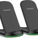 2 x Yootech [2 Pack] Wireless Charger,10W Max Wireless Charging Stand,Compatible with iPhone 17/17 Pro/17 Pro Max/Air/16/15/14/13/SE 2022/12/11/X/8,Galaxy S25/S24/S23(No AC Adapter)