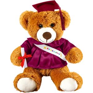 Foilswirl Graduation Bear 2026 with Gown Cap Tassel 9 Maroon Graduation Stuffed Animal Plush Bear Toy for Class of 2026 Prek Preschool Kindergarten High School College Graduate Gift