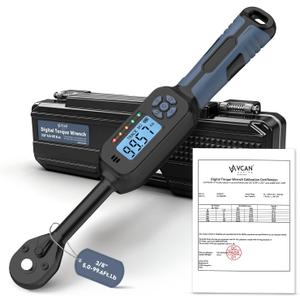 3/8 Torque Wrench Digital (5.02-99.6 Ft.Lb) 2% High accuracy Digital Inch Pound Torque Wrench 3/8 Drive with Buzzer and Colorful LED Indicator/Track Mode for Moto Auto Car