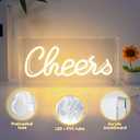 Cheers Neon Sign, USB LED Desk Lightbox Cheers Sign with ON/OFF Switch, 3D Neon Light up Sign for Table Decor, Wall Decor, Bar, Pub, Bachelorette Party (Warm White)