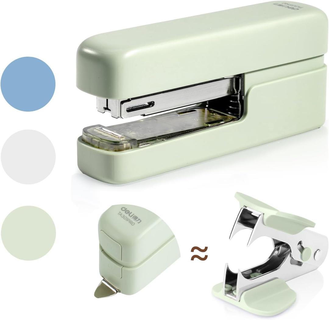 deli Stapler, Desktop Staplers with Integrated Staple Remover, 40 Sheet Capacity Office Stapler, Green (1 Pack)