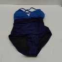 Charmo Tummy Control One Piece Swimsuits for Women Ruched Bathing Suits Strappy V Neck Monokini (Medium, Blue Navy)