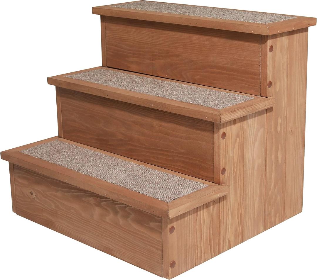 Zoovilla PTR0082212010 Yorkshire Pet Step with Storage, with Storage, Natural Wood, 15.55D x 17.50W x 14.76H