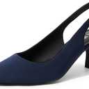 DREAM PAIRS Women's Kitten Heels Slingback Closed Pointed Toe Low Pumps Shoes Women Party Wedding Sexy Casual Dress Shoes (9.5, Navy-suede-1)