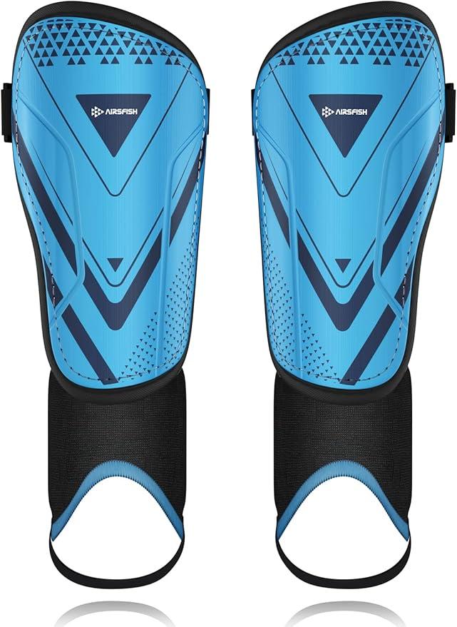 Upgraded Soccer Shin Guards for Kids Youth Adults, CE Certified AirsFish Shin Guard Sleeves Protection Gear for Boys Girls Soccer Games EVA Cushion Reduce Shocks and Injuries (White-XXS)