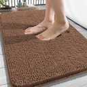 OLANLY Bathroom Rugs 34x21, Extra Soft Absorbent Chenille Bath Rugs, Rubber Backing Quick Dry, Machine Washable Bath Mats for Bathroom Floor, Tub and Shower, Home Decor Accessories, Mocha