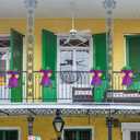 2 x Hying 2 Pieces Mardi Gras Bows for Wreath, Fat Tuesday Wreath Bows Glitter Green Purple Gold Bows New Orleans Holiday Craft Bows for Front Door Carnival Masquerade Cosplay Party Decor Supplies