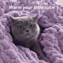 Negwoo Chunky Knit Throw Blanket, 30''*40'' Knitted Throw Chenille Yarn for Bed Couch, Handmade Light Purple Crochet Big Thick Blanket, Machine Washable Cute Comfy Blanket for Home Decor