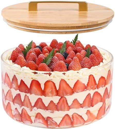 LOVYANXUE Large Salad Bowl, 10 inch Trifle Bowl with Sealed Lid, Versatile Mixing and Serving Bowl for Laying Ice Cream, Cake, Salad, Fruit, Baking, Dessert and Party Diy, Microwave Safe
