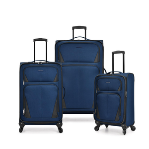 U.S. Traveler Aviron Bay Expandable Softside Spinner Wheels, Navy, 3 Piece Luggage