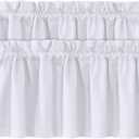 H.VERSAILTEX 2 Panels White Valance for Windows, Natural Blackout Curtains Valances for Small Windows/Living Room/Bedroom/Bathroom Rod Pocket 52" W x 18" L, Greyish White2 Packs