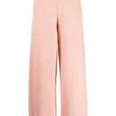Women's Knit Wide Leg Pants, Cable Pattern, Elastic Waist, Pink, One Size