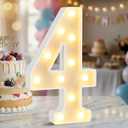 12.6 Inch LED Marquee Light Up Numbers, Birthday Number Lights as Gifts for Girls Women Men, Lighted Marquee Numbers for Anniversary Party Night Light Table Decorations, Number 4