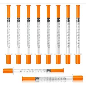 Jeringas con agujas para inyectar, 30G 1ml/cc 1/2" (12.7mm) jeringas de insulina, Pack of 100.
