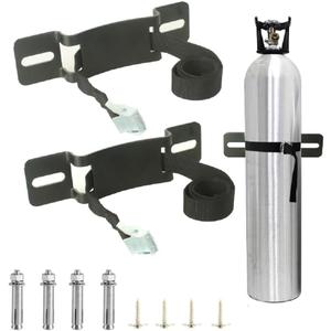Propane Tank HolderOxygen Tank HolderNitrogen Gas Cylinder Holder, with Screws and Safety Chain Supported 59 inch, Suitable for rv Propane Tank HolderCylinder Wall Mounted Bracket (Black 2Pcs)