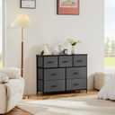 OLIXIS 7 Drawers Dresser for Bedroom, Fabric Storage Tower for Living Room, Entryway - Sturdy Steel Frame, Wooden Top & Easy Pull Fabric Bins, Closet Chests Organizer for Clothes, Classic Grey, 11.8"d X 39.4"w X 30"h