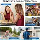 3 x Portable Fan for Under Shirt, Waist Fan Clip On Belt, 4-in-1 Rechargeable Body Fans with LED Light, Phone Stand, Fast Charging 4-Speed Hip Personal Fans for Fishing, Outdoor, Makeup, Kitchen (White)