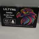 12 Colors Jumbo Markers, 10mm Jumbo Felt Tip, Acrylic Paint Pens Markers for Rock Painting, Poster, Stone, Ceramic, Glass, Wood, Canvas