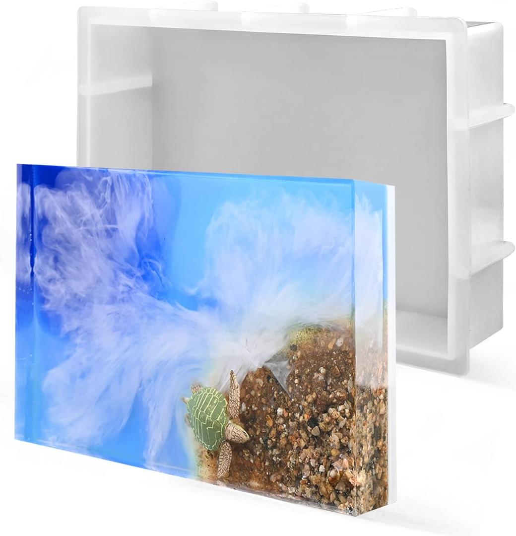 Sakolla 9 Rectangular Silicone Molds for Epoxy Resin, Crystal Deep Casting Epoxy Mold for Flowers Preservation, DIY Artwork, Office Home Decoration