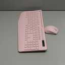 Wireless Keyboard and Mouse Combo - Full-Sized Ergonomic Keyboard with Wrist Rest, Phone Holder, Sleep Mode, Silent 2.4GHz Cordless Keyboard Mouse Combo for Computer, PC, Laptop, Mac, Windows -Trueque (1 PACK, Light pink)