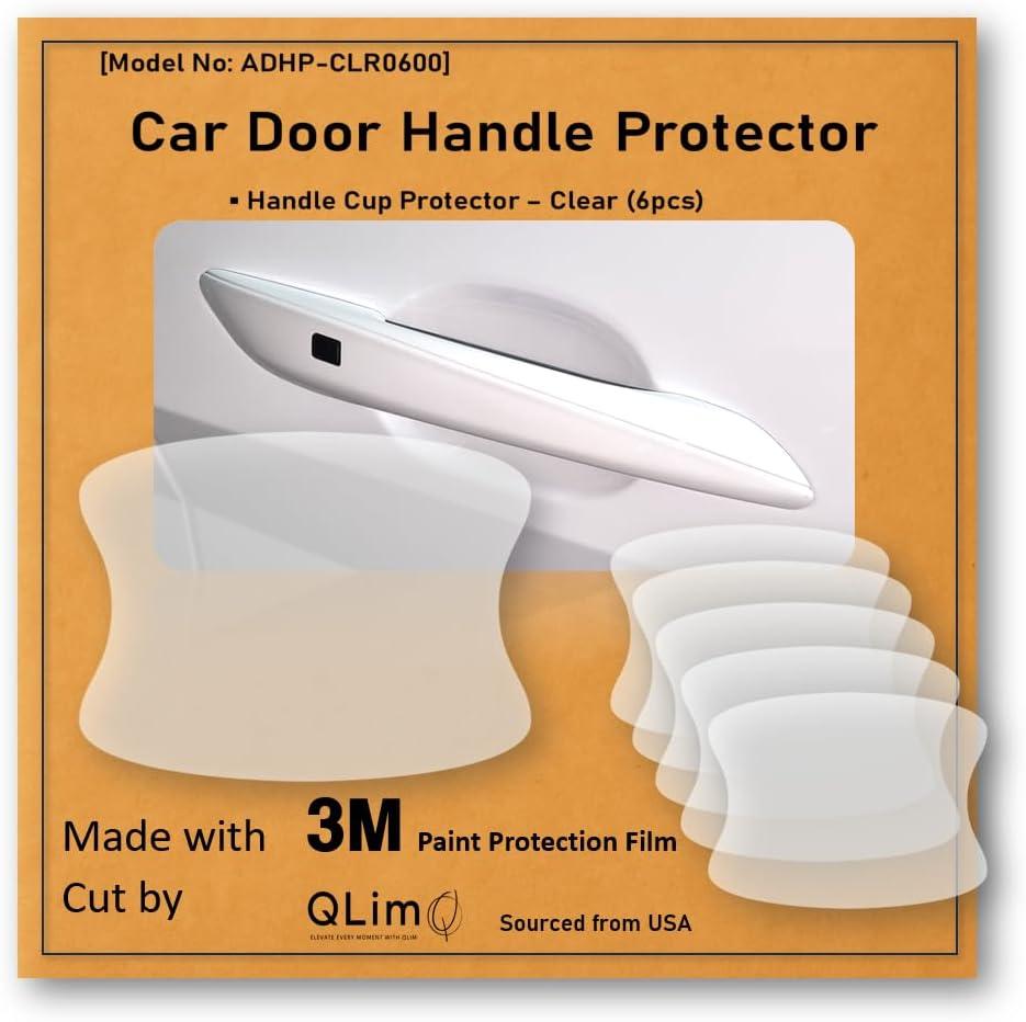3M-6pcs Car Door Handle Cup Protector/Sticker/Guard, 3M-PPF(Paint Protection Film), Clear(Transparent), Anti Scratch, Universal Fit for Most Cars (Clear/6pcs)