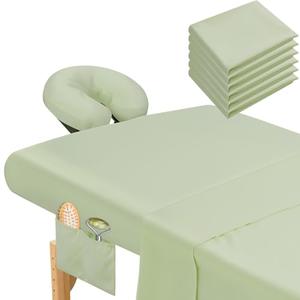 Mixweer 9 Pcs 3 Set Microfiber Massage Table Sheets Set Bulk Includes Flat Sheet, Fitted Sheet with Pocket, Face Rest Cover(Green)