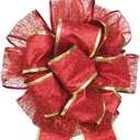 2 x BinaryABC Valentine's Day Bows Decoration Ornaments,Christmas Tree Topper Bow(Red)