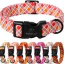 Babole Pet Fall Dog Collar, Fall Orange and Red Plaid Puppy Collar, Adjustable Cotton Holiday Tanksgiving Dog Collars for Small Medium Large Boy&Girl Dogs S