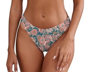 ZAFUL Women's Halter Bandeau Bikini Beaded Tie Back String Bikini Set Push Up Piece Swimsuit Bathing Suits (Size M) US6