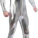 Seeksmile Unisex Metallic Bodysuit Zentai without Hood Adult Shiny One Piece Spandex Body Suit Halloween Costume (XXX-Large, Silver)