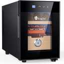 KingChii 16L Electric Cigar Humidors with Temperature Control System, Cigar Cabinet with Spanish Cedar Wood Shelves & Hygrometer, Gifts for Men (2 Layers 100 Capacity) (Black)