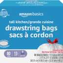 Amazon Basics Ultra-Force Tall Kitchen Drawstring Trash Bags, Lavender Scented, 13 Gallon, 80 Count, Pack of 1
