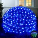 Led Net Lights Christmas Lights Outdoor 200Leds 9ft x 6ft Upgraded Blue Christmas Net Lighting, Waterproof UL Listed Outdoor Indoor Large Mesh Net Light for Xmas Trees, Bushes, Shrubs Decorations