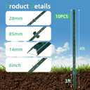4 Ft Fence Post 10Pack, U Post for Wire Fencing, Heavy Duty No Dig Green Metal T Posts for Yard and Outdoor