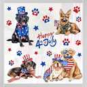 Yovkky Happy 4th of July Dog Window Clings 4 Sheets, Patriotic America German Shepherd Labrador Golden Retriever Dachshund Bulldog Stickers Decals Decor, American USA Pet Home Kitchen Decorations, Pack of 2